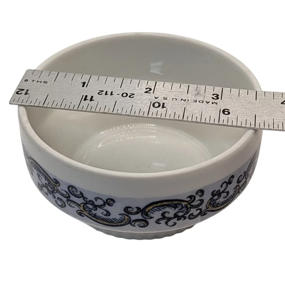 Vintage Altenkunstadt Trinket Box Granada Blue and White Ships and Scrolls Round